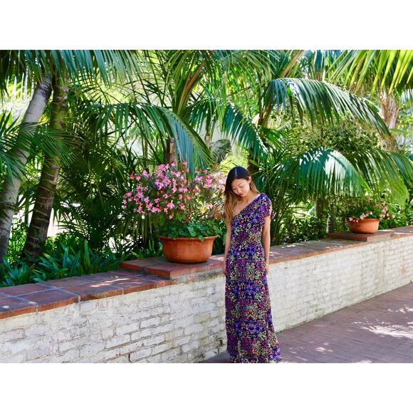 Eva Mendes New York & Co One Shoulder Floral maxi dress Size S - Picture 15 of 16